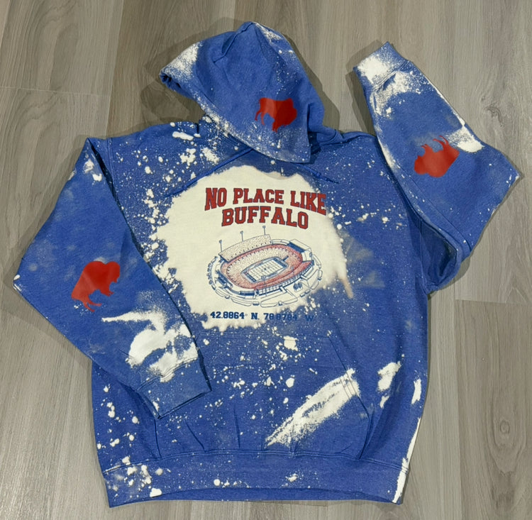 No Place Like Buffalo Bleached Blue Hoodie