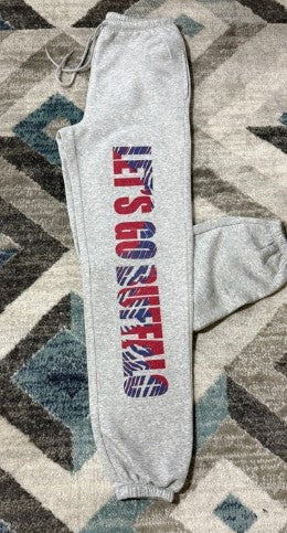 Grey Let's Go Buffalo Joggers with Cuffed Bottoms
