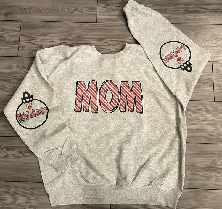 Custom Mom Crew with Candy Cane Font