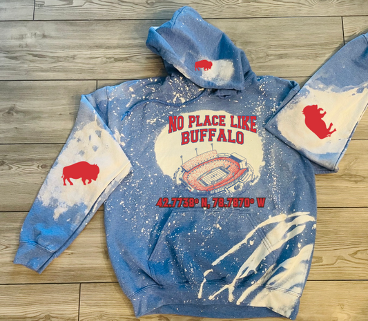 No Place Like Buffalo Bleached Blue Hoodie