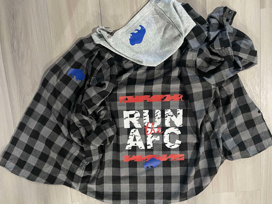 Grey Hooded RUN THE AFC Flannel