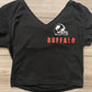 Black Crop V Neck Tee