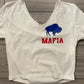 White Cropped V Neck Tee